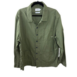 Farah Overshirt Men's 2XL Green Khaki Cotton Twill Chore Jacket Utility Shirt